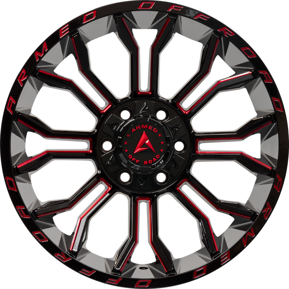 ARMED OFF-ROAD HAVOC 125.1 20x12 8x165.1|8x180 -44 GLOSS BLACK MILLED + RED