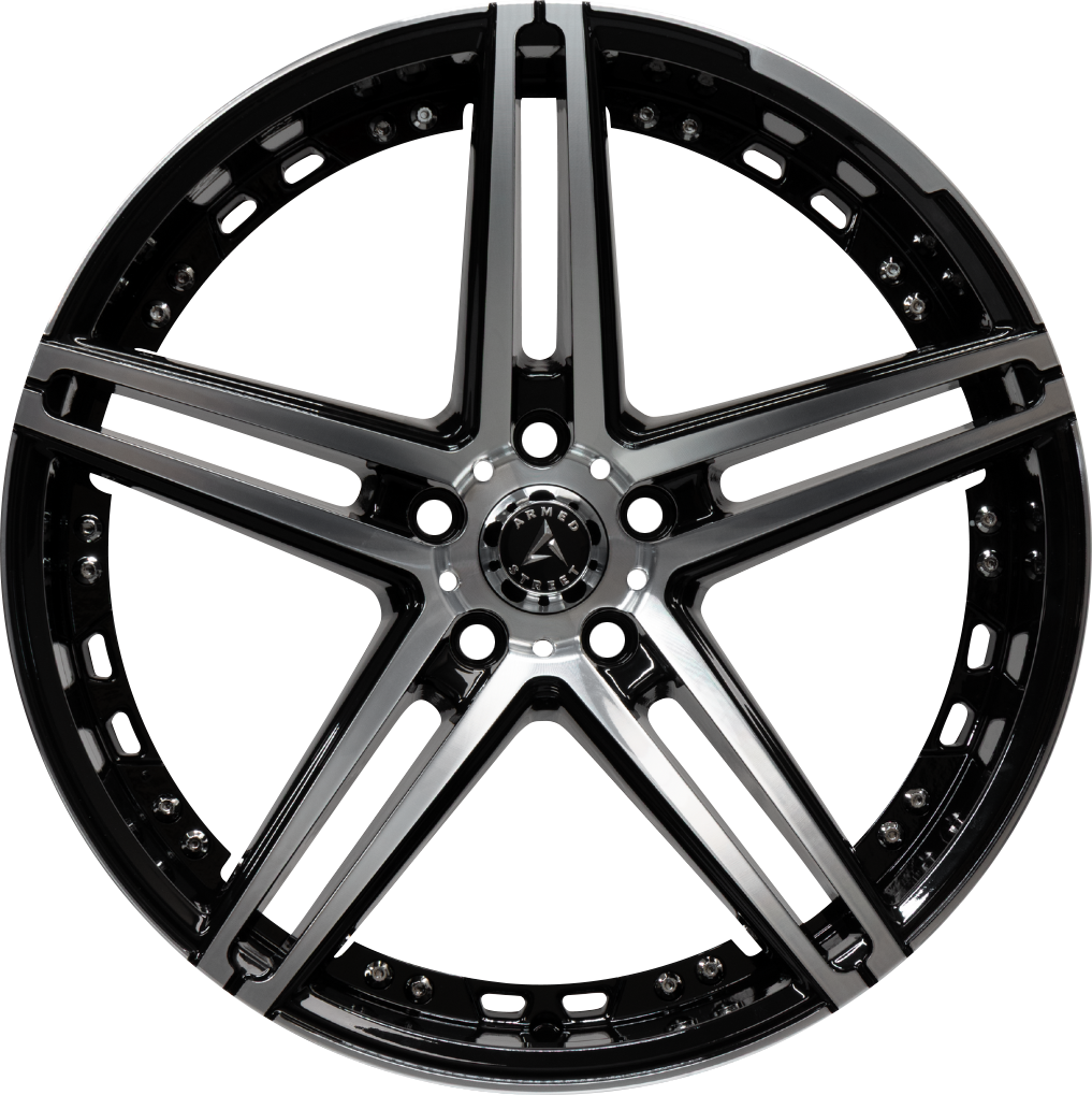ARMED STREET STEALTH 74.1 18x8.5 5x112|5x114.3 35 GLOSS BLACK MACHINED FACE