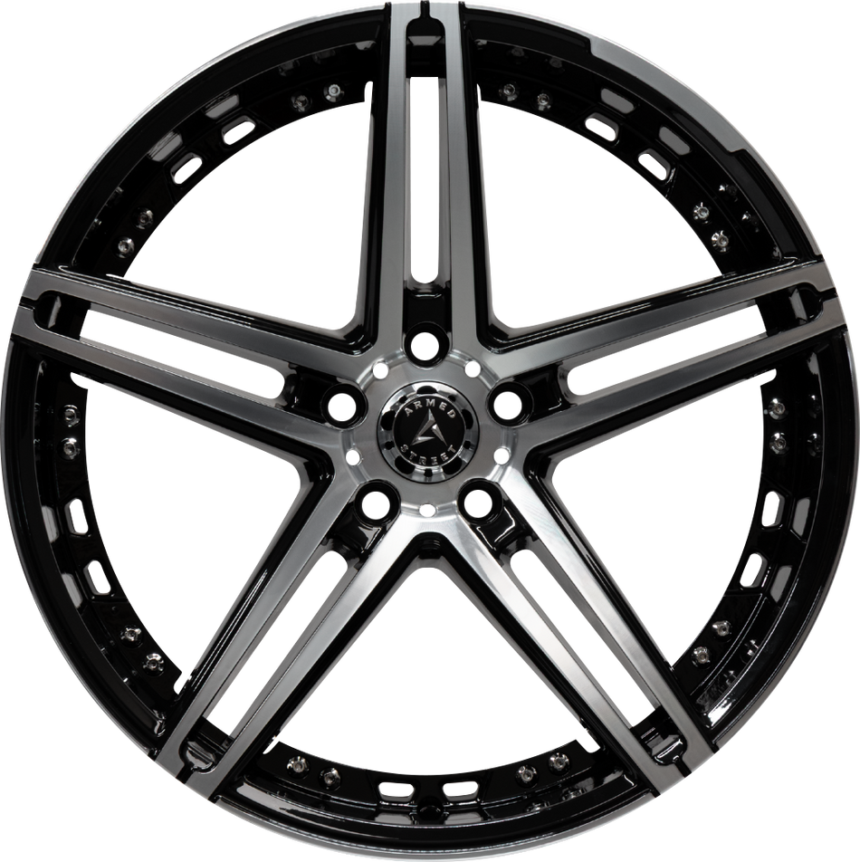 ARMED STREET STEALTH 74.1 18x8.5 5x112|5x114.3 35 GLOSS BLACK MACHINED FACE