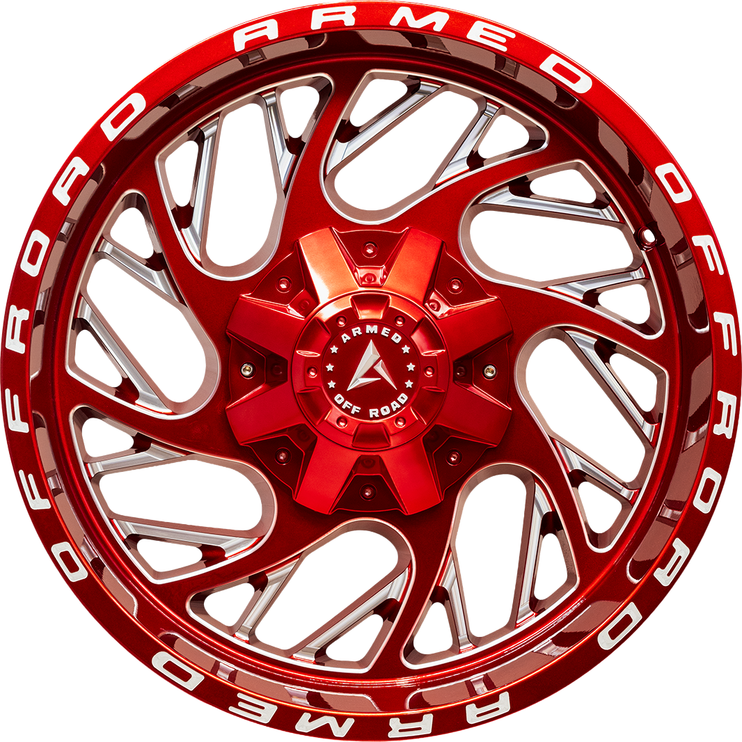ARMED OFF-ROAD CARNAGE 108.1 20x10 6x135|6x139.7 -18 CANDY RED + MILLING & ARMED WRITING