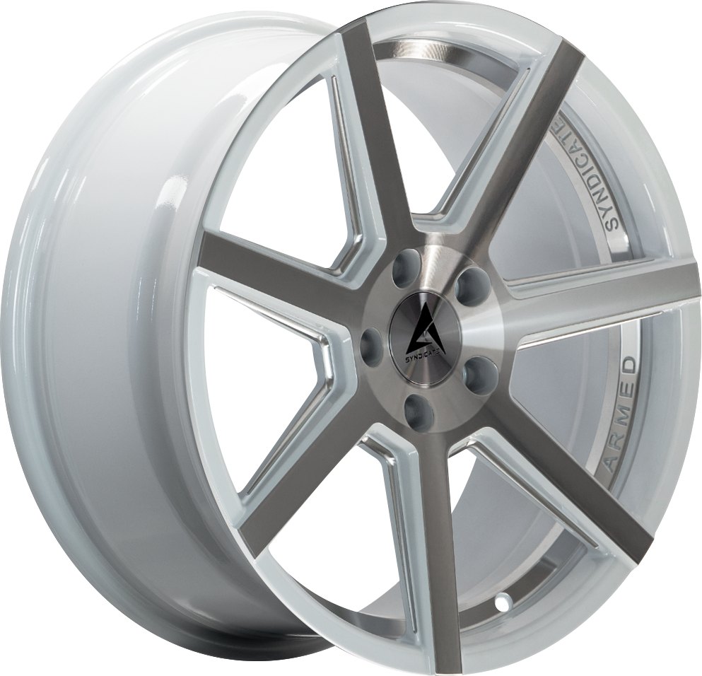 ARMED SYNDICATE ASSASSIN 74.1 20x9 5x112|5x114.3 32 WHITE MACHINED + MILLED