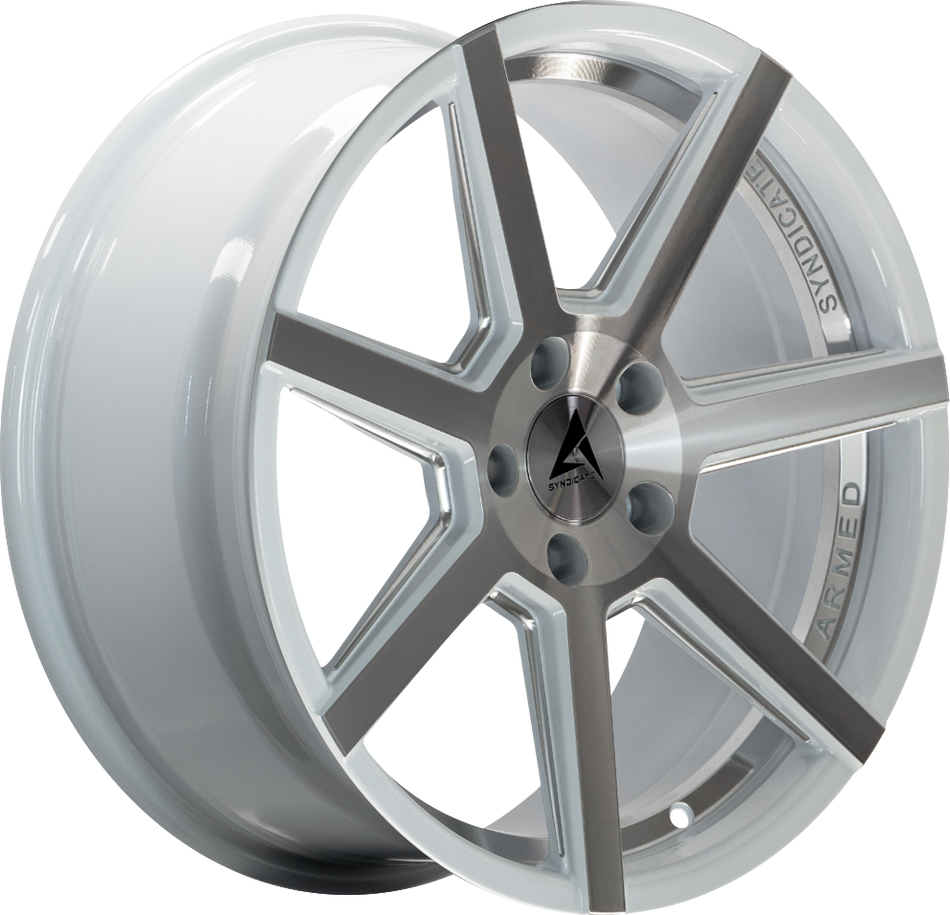 ARMED SYNDICATE ASSASSIN 74.1 20x9 5x112|5x114.3 32 WHITE MACHINED + MILLED
