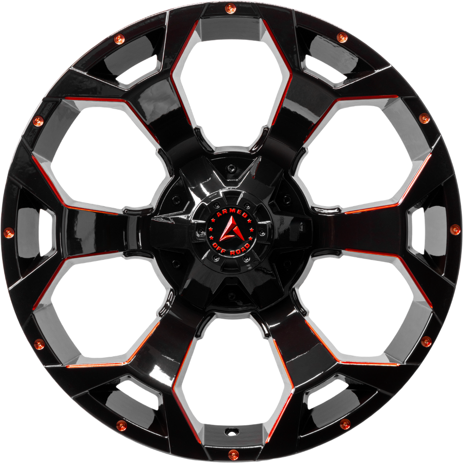 ARMED OFF-ROAD BOMBER 108.1 20x10 6x135|6x139.7 0 GLOSS BLACK RED MILLED