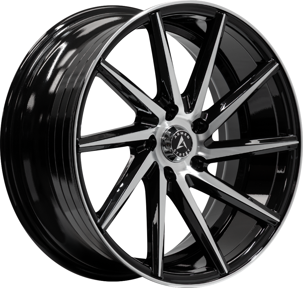 ARMED STREET .38 CAL 74.1 19x8.5 5x112|5x114.3 35 GLOSS BLACK MACHINED FACE