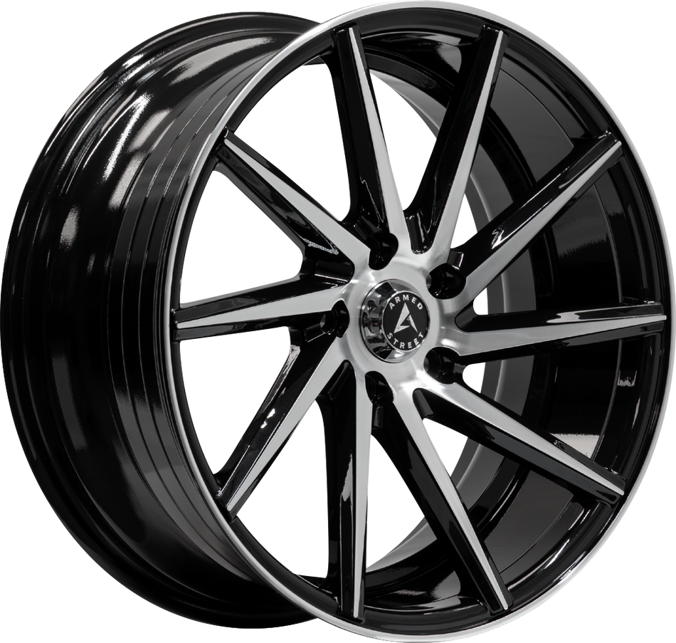 ARMED STREET .38 CAL 74.1 18x8 5x112|5x114.3 35 GLOSS BLACK MACHINED FACE