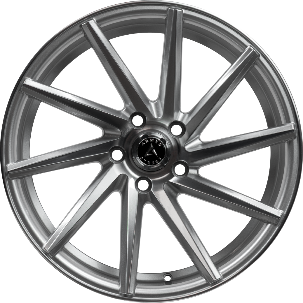ARMED STREET .38 CAL 74.1 17x7.5 5x112|5x114.3 38 GLOSS SILVER MACHINED FACE
