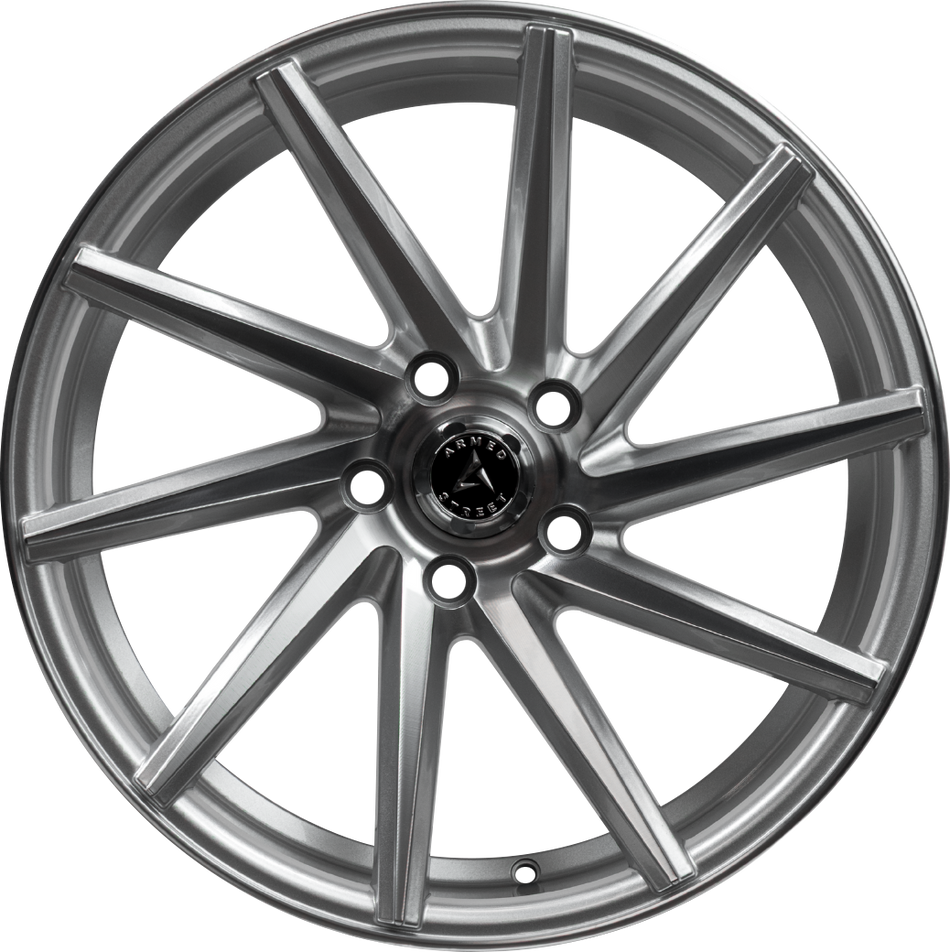 ARMED STREET .38 CAL 74.1 19x8.5 5x112|5x114.3 35 GLOSS SILVER MACHINED FACE