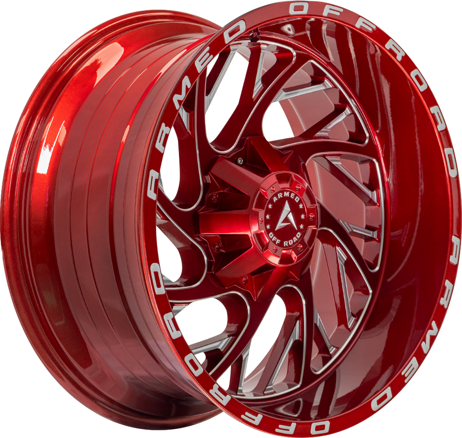 ARMED OFF-ROAD CARNAGE 125.1 20x12 8x165.1|Blank -44 CANDY RED + MILLING & ARMED WRITING