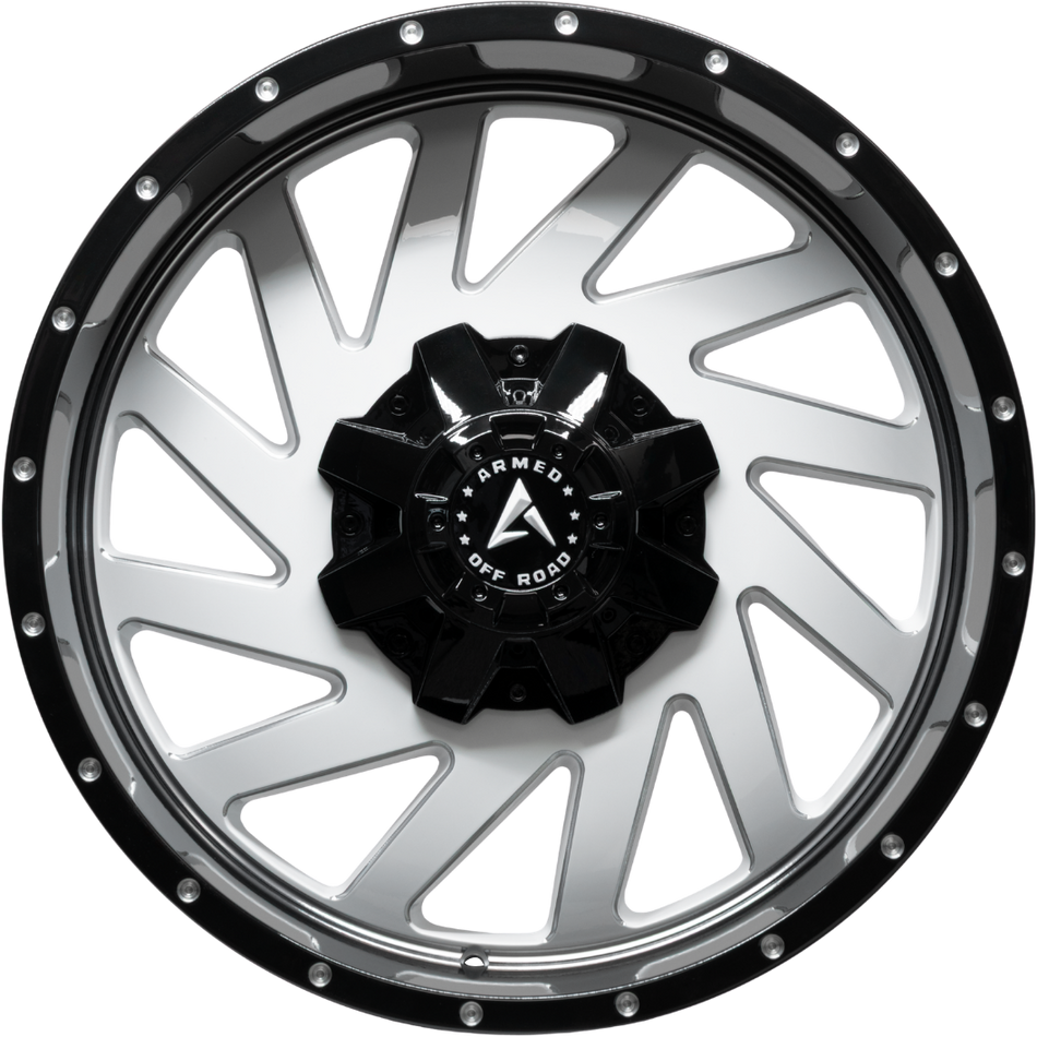 ARMED OFF-ROAD AGGRESSOR 125.1 20x10 8x165.1|8x170 -24 GLOSS WHITE MILLED BLACK LIP