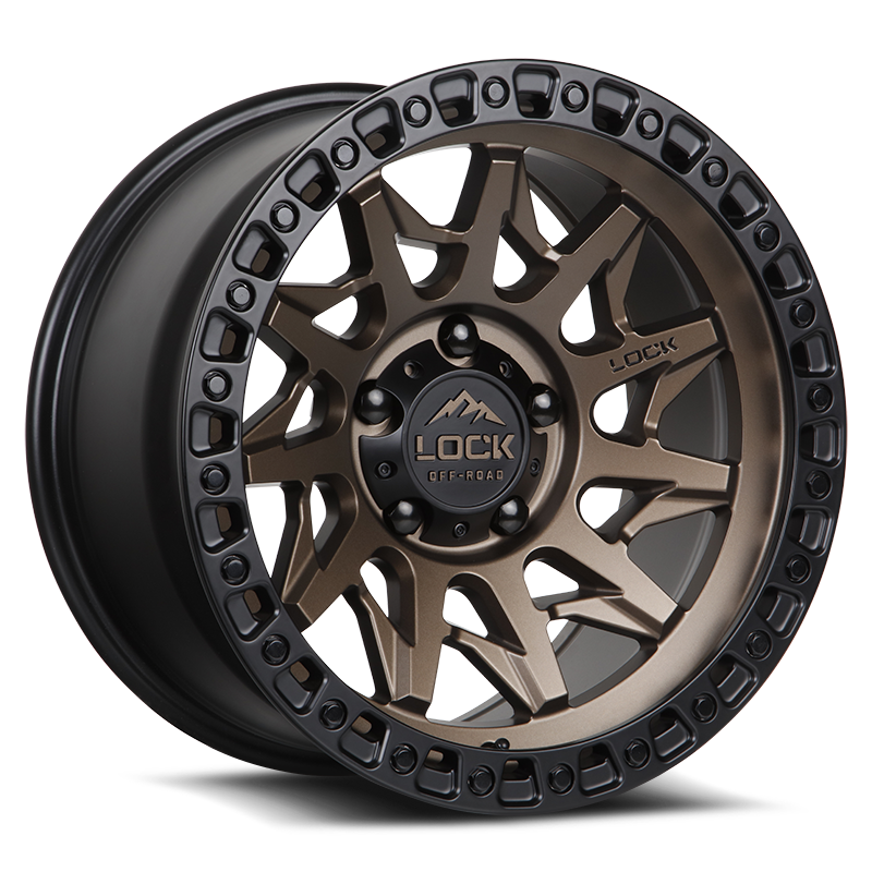 Lock Off-Road – Lunatic Matte Bronze – 20X9 – 6x139.7 – Matte Bronze W Matte Black Ring