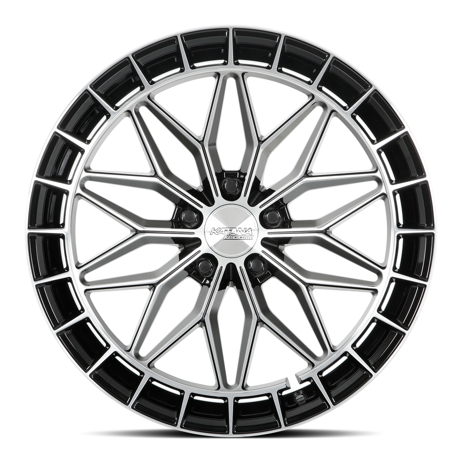 Katana – KR12 Gloss Black Machine Face – 20X8.5 – 5x112 – 40 mm – Glossy Black Machine Face
